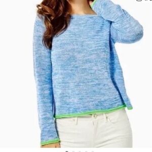 Lilly Pulitzer Zaylia Blue and Green Trim Sweater